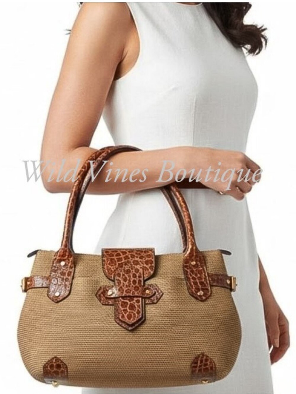 New Squishee® Tote By Designer Eric Javits Leather HandBag - Picture 3 of 7